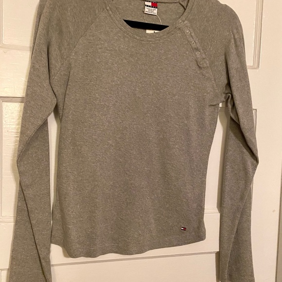 Tommy Hilfiger Tops - Tommy Hilfiger Gray/Grey Shirt Long Sleeve top Size Large